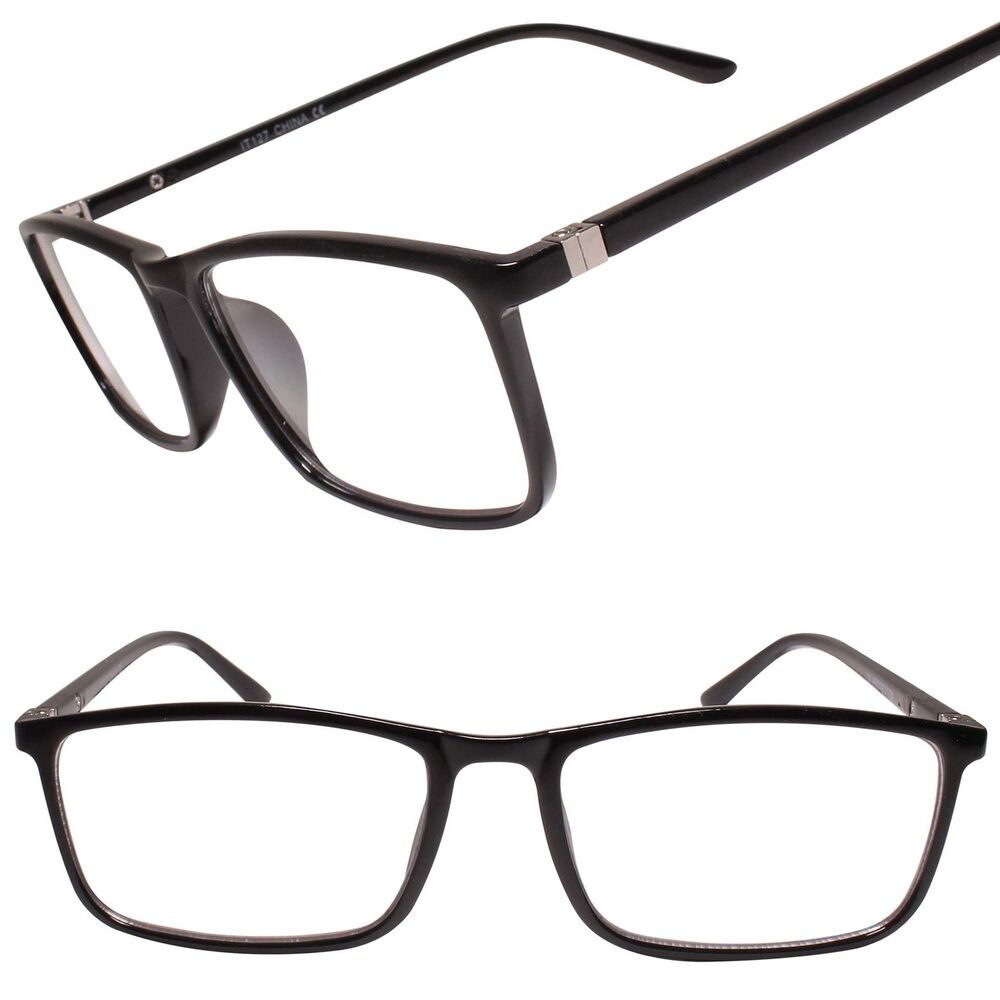Cool Trendy Casual Slick Design Black Rectangle Clear Lens Glasses